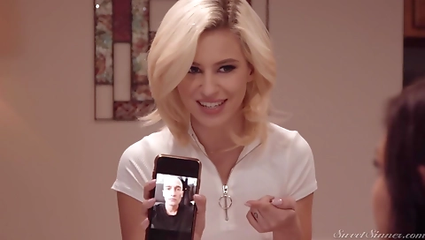 Sexy young blonde gets to fuck with dildo